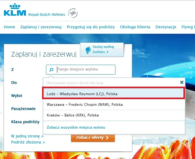 Łódź w ofercie KLM