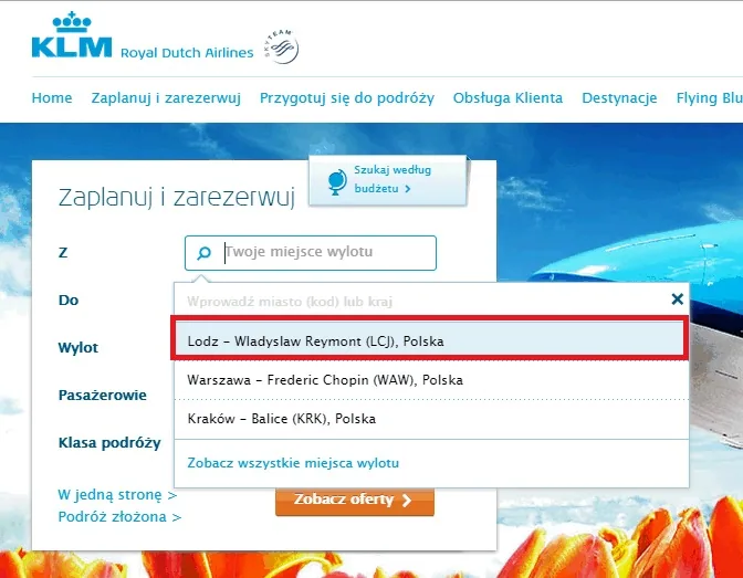 Łódź w ofercie KLM