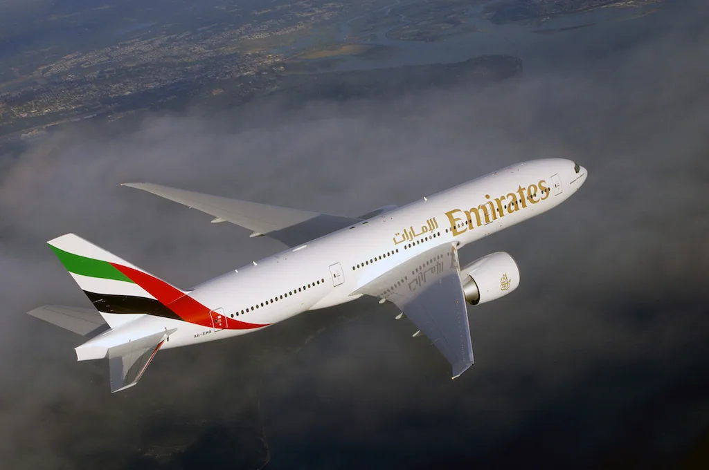 an emirates boeing 777 200lr aircraft