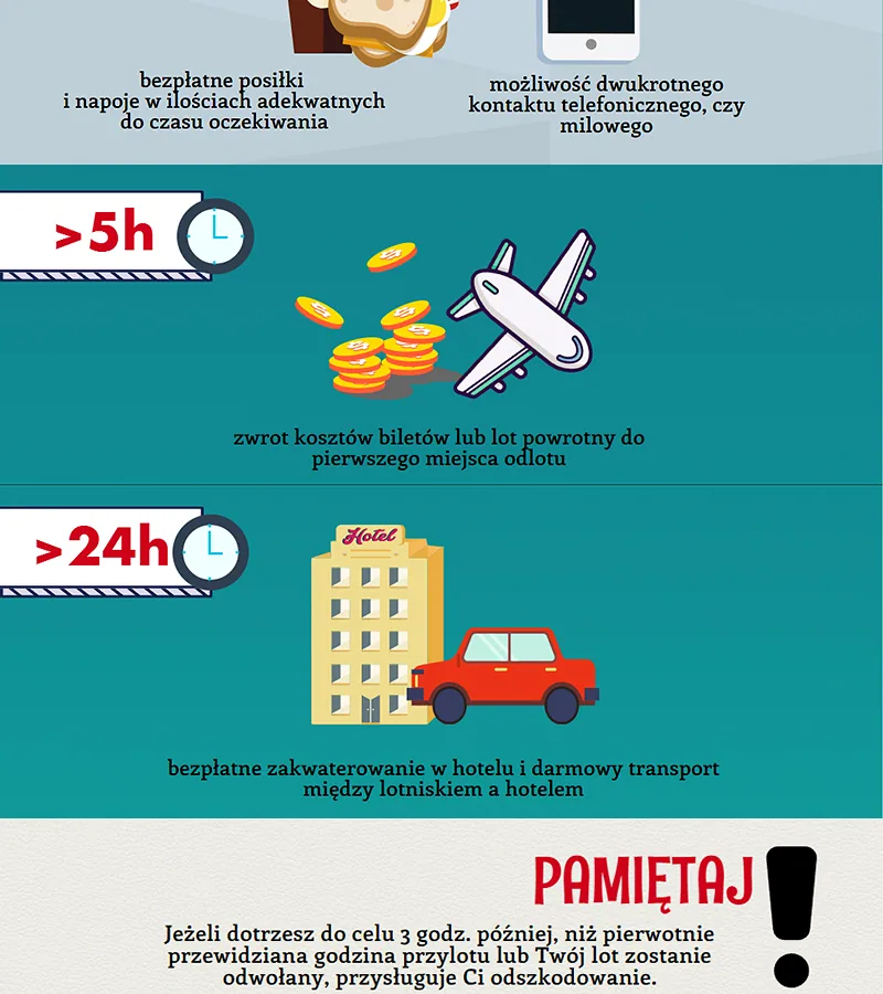 Infografika opóźniony odwołany lot