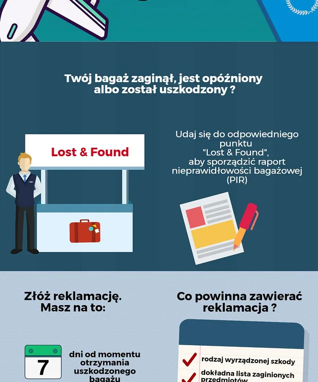 Lotniskowe problemy z bagażem infografika