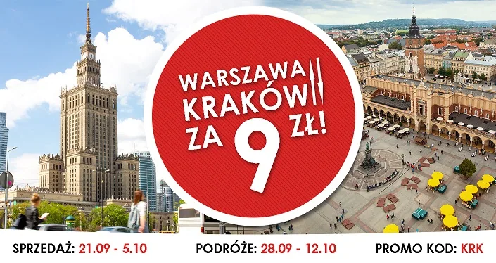 Warszawa - Kraków za 9 zł