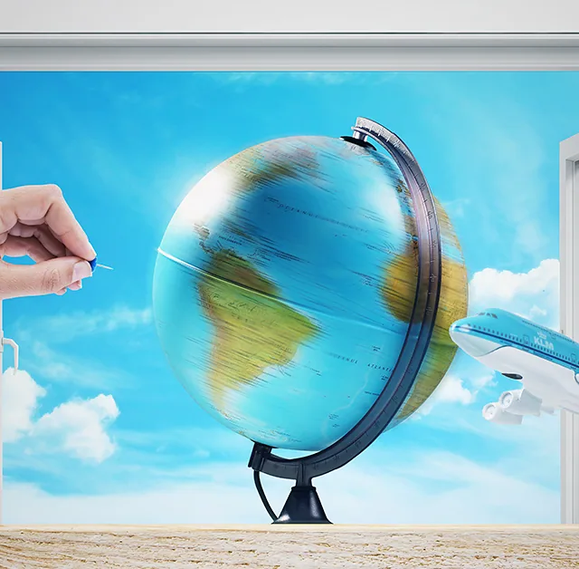 globus i samolot KLM