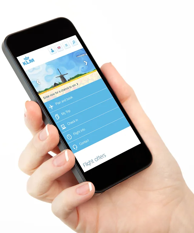 telefon komorkowy z mobilna strona KLM