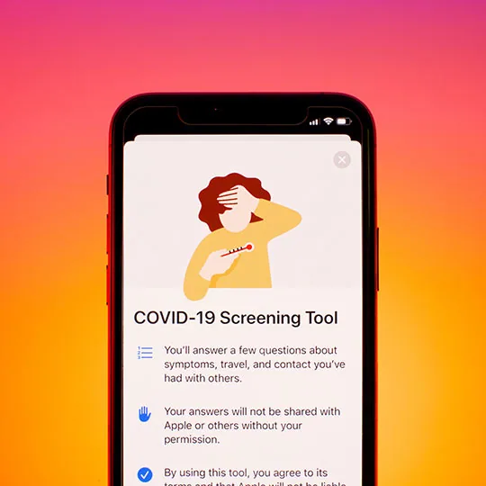 Screen of a COVID-19 information app