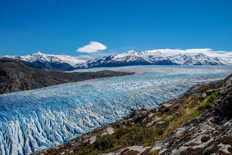 View of the Campo de Hielo Patagonico Sur, the huge expanse of ice that feeds all the main glaciers of Patagonia