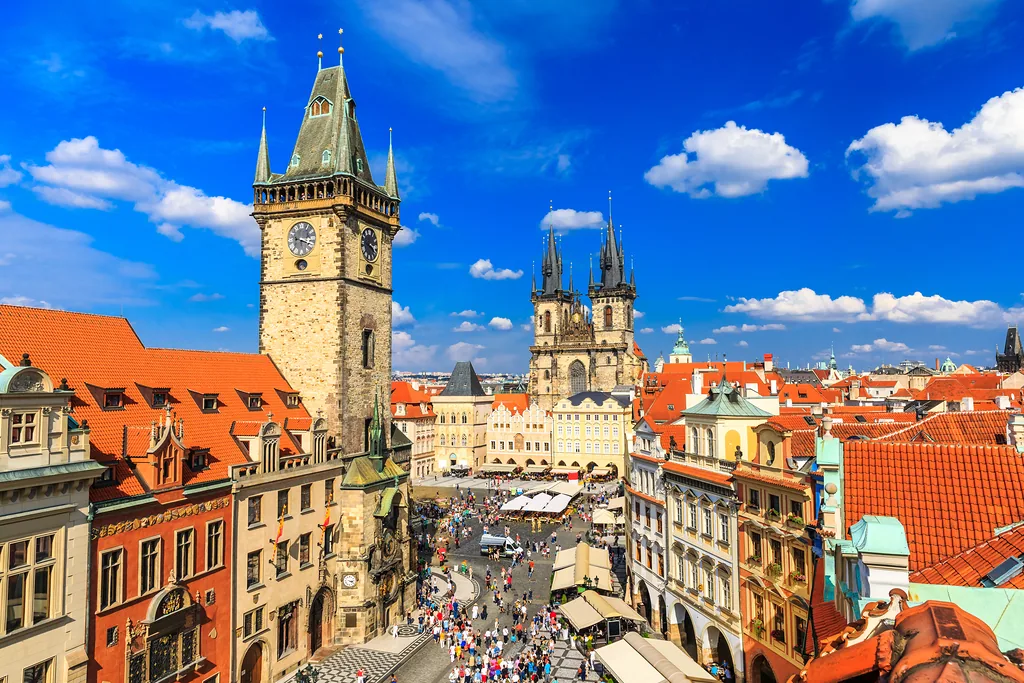 Prague Tyn Cathedral and Clock Tower, Czech Republic
