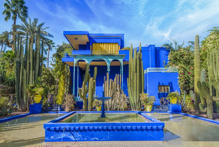 Le Jardin Majorelle, Marrakech, Morocco - November 12, 2017: Le Jardin Majorelle, amazing tropical garden in Marrakech, Morocco.