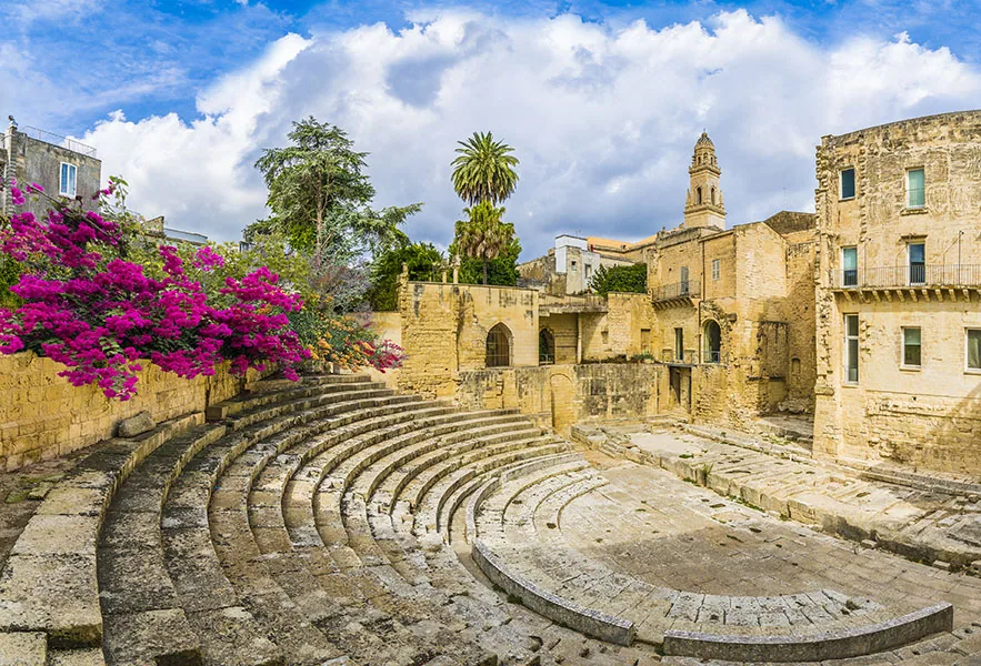 Ancient Roman theater in Lecce, Puglia region, southern Italy
