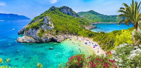 Aerial view of Porto Timoni, Afionas region, Corfu