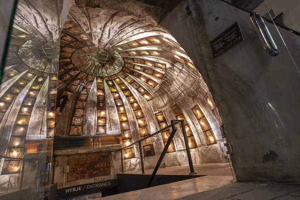 Albania Tirana. Bunk Art 2. Museum to remember the persecution of the communist regime Bunk Art 2. Interior inside the wall of memory, the persecuted photos of